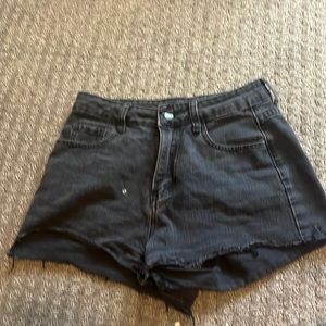 Black denim shorts
